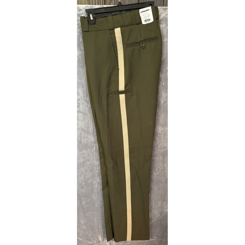 MENS FLYING CROSS POLY PANTS W/ CLUB POCKETS FOREST GREEN TAN STRIPE 36x36 NWT
